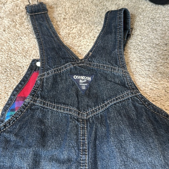 Osh Kosh Bib Denim Overalls Plaid Lined 3T - Picture 5 of 7